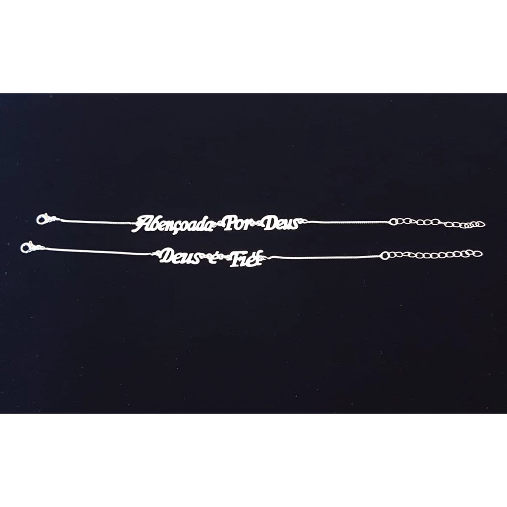 02 pulseiras Evangélica Femininas Banhada a Prata 925