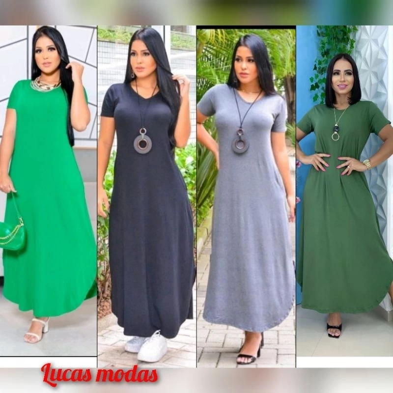 Vestido Longo Saruel Feminino Manga Viscrolaycra Roupas Femininas - Imagem 3