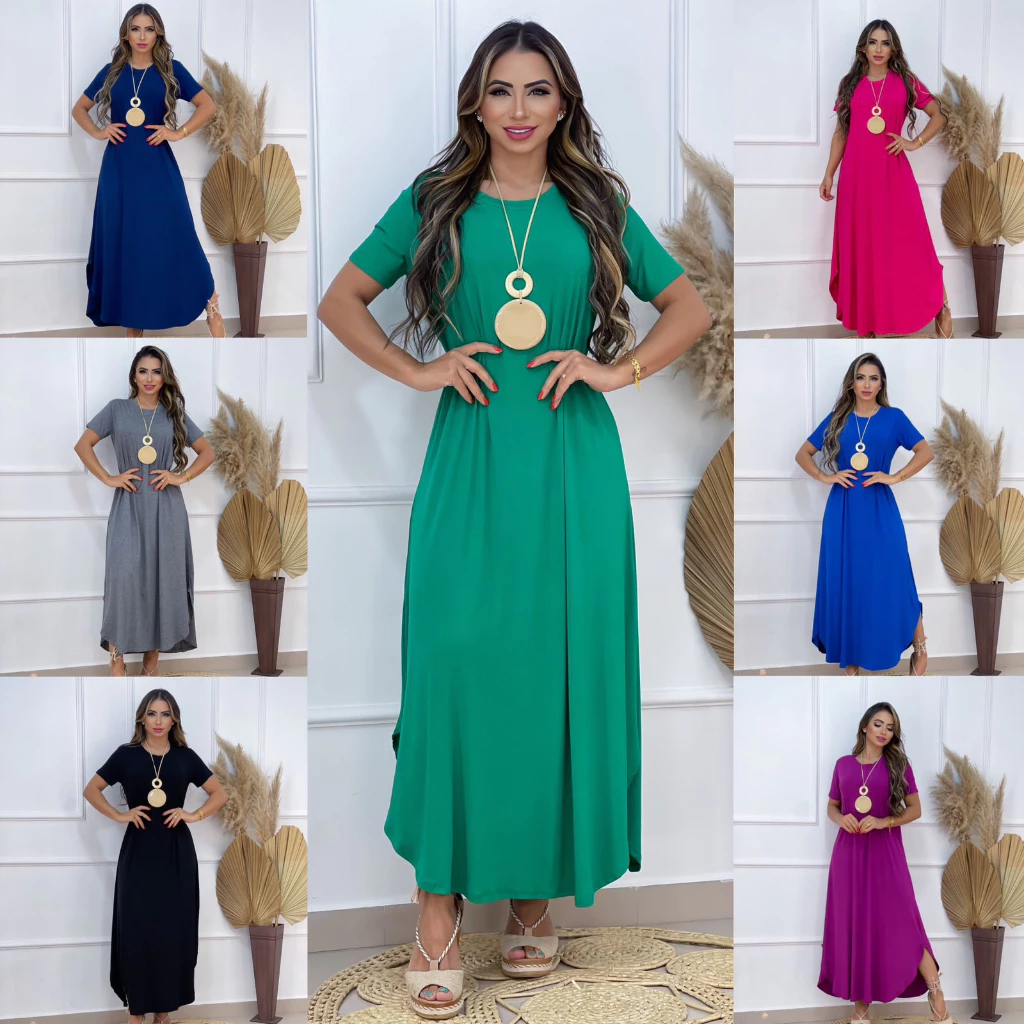Vestido Longo Saruel Feminino Manga Viscrolaycra Roupas Femininas - Imagem 4