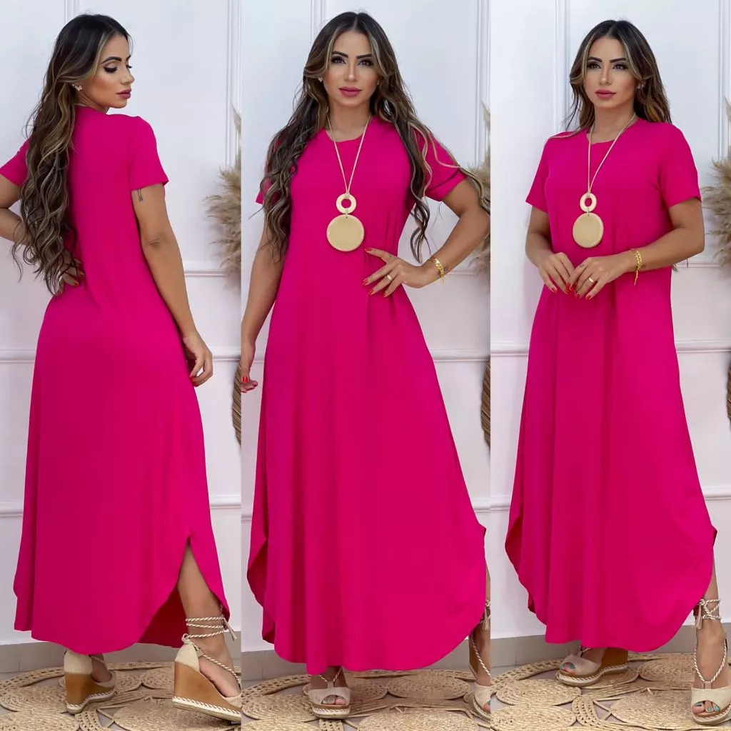 Vestido Longo Saruel Feminino Manga Viscrolaycra Roupas Femininas - Imagem 8