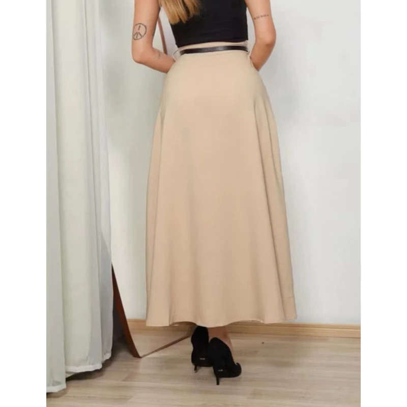 SAIA RODADA LONGA FEMININA ALFAIATARIA MODA EVANGÉLICA CASUAL BÁSICA INVERNO CINTURA ALTA ELEGANTE TENDÊNCIA - Imagem 5