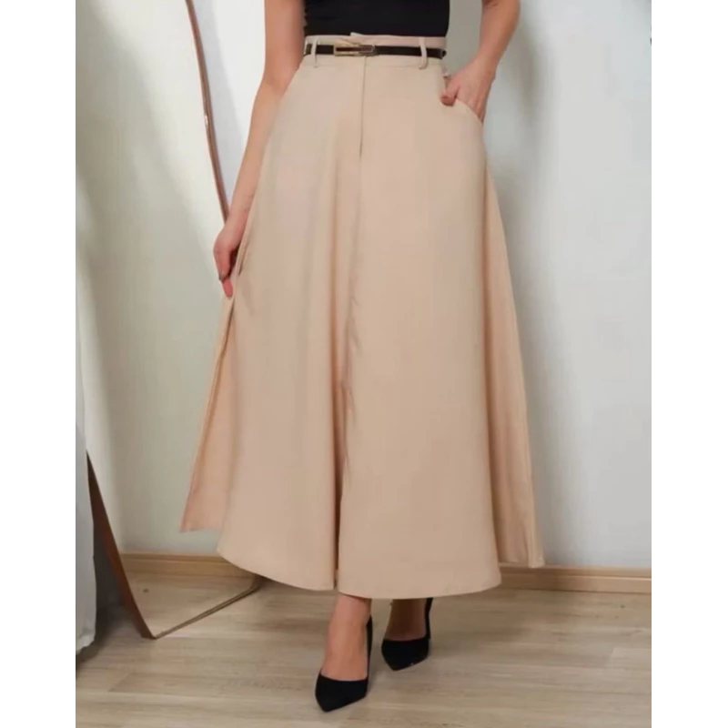 SAIA RODADA LONGA FEMININA ALFAIATARIA MODA EVANGÉLICA CASUAL BÁSICA INVERNO CINTURA ALTA ELEGANTE TENDÊNCIA - Imagem 11
