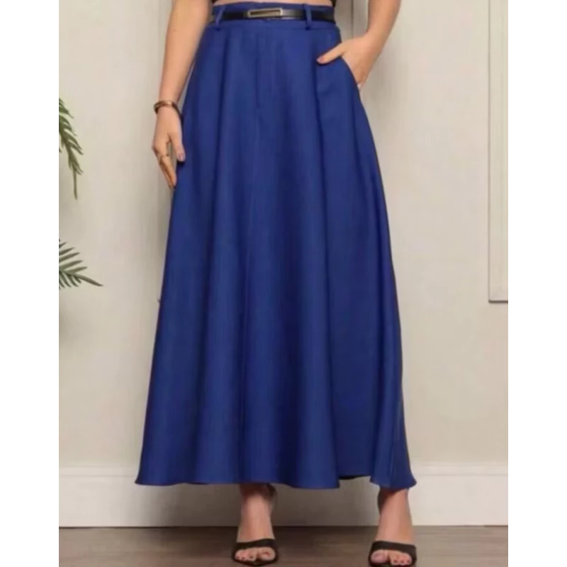 SAIA RODADA LONGA FEMININA ALFAIATARIA MODA EVANGÉLICA CASUAL BÁSICA INVERNO CINTURA ALTA ELEGANTE TENDÊNCIA - Imagem 12