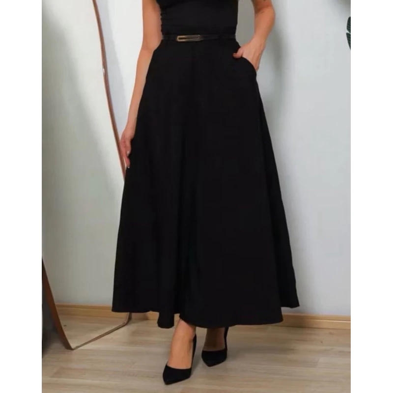 SAIA RODADA LONGA FEMININA ALFAIATARIA MODA EVANGÉLICA CASUAL BÁSICA INVERNO CINTURA ALTA ELEGANTE TENDÊNCIA - Imagem 16