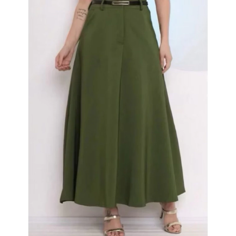 SAIA RODADA LONGA FEMININA ALFAIATARIA MODA EVANGÉLICA CASUAL BÁSICA INVERNO CINTURA ALTA ELEGANTE TENDÊNCIA - Imagem 21
