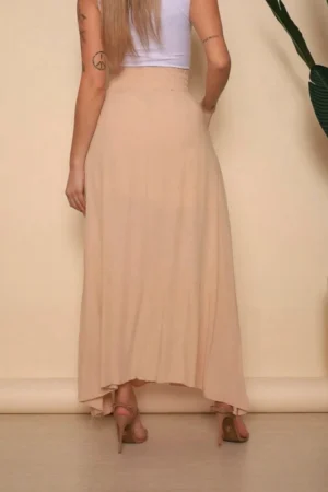 SAIA LONGA VISCOLINHO FEMININA COM BOLSOS COM FENDA LATERAL MODA EVANGÉLICA FORRADA MODA CASUAL CINTURA ALTA