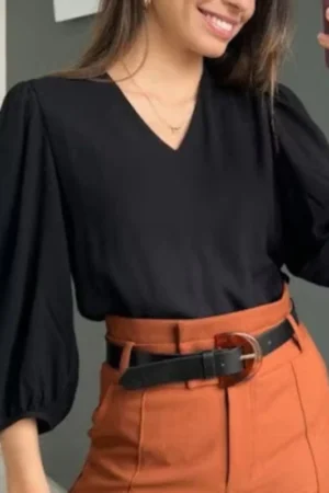 Blusa Feminina Manga 3/4 Novas Cores Verão Em Tecido Crepe Social Elegante Moda Evangélica