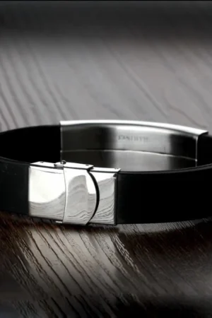 Pulseira Ajustável Silicone Oração Pai Nosso Placa Aço Inoxidável Original