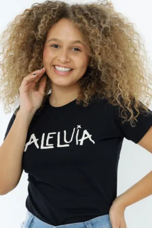 T-Shirt Feminina de Algodão Preta Aleluia | Conforto e Estilo Casual