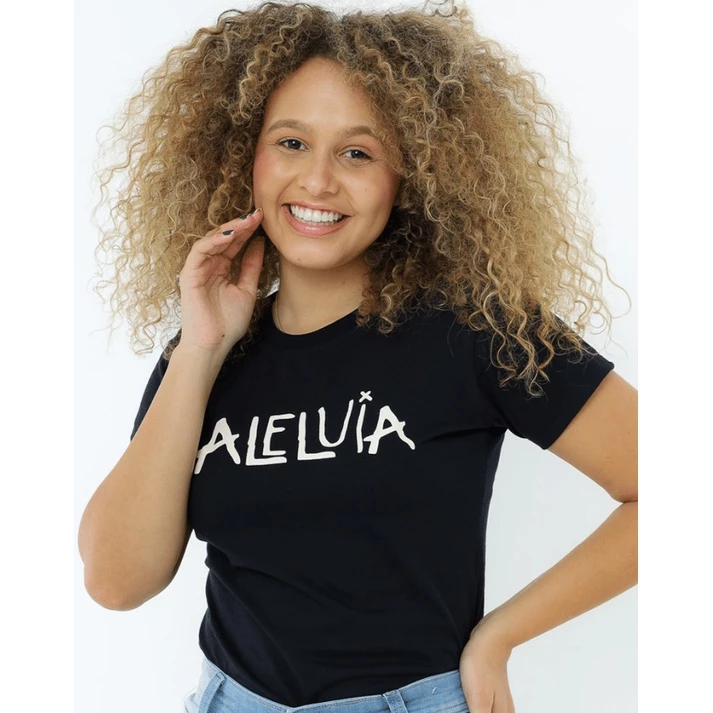 T-Shirt Feminina de Algodão Preta Aleluia | Conforto e Estilo Casual
