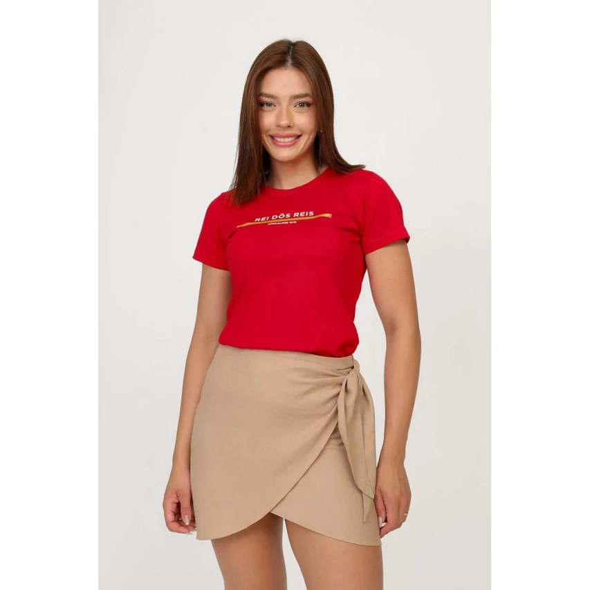 T-Shirt Feminina de Algodão Vermelha Rei dos Reis | Estilo Moderno e Confortável