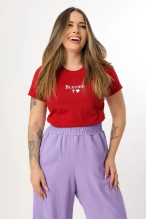 T-Shirt Feminina de Algodão Marsala Blessed Cruz | Conforto e Estilo Casual
