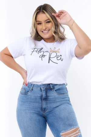 T-Shirt Feminina de Algodão Branca Filha do Rei | Conforto e Estilo Casual
