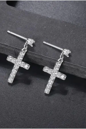 Cruz Zhouyang Cristal Antigo De Alta Qualidade Cor Prata Brinco Moda Partes Como Cristal Austríaco Banhado A Prata 925