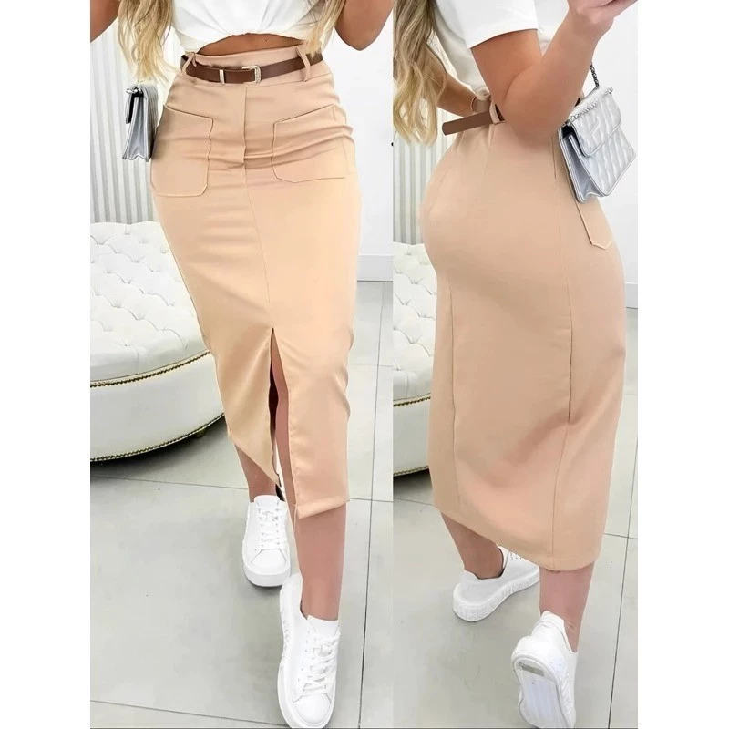 Saia midi alfaitaria com bolso frontal Elegante e Versatil Moda Blogueira Evangelica Moderna P060 - Imagem 5