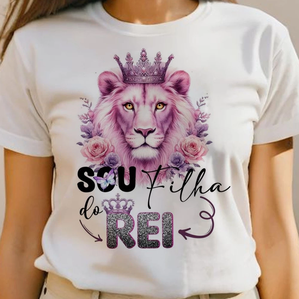 Camiseta Feminina T-shirt Baby Look Sou Filha do Rei | Moda Cristã 100% Algodão - Imagem 3